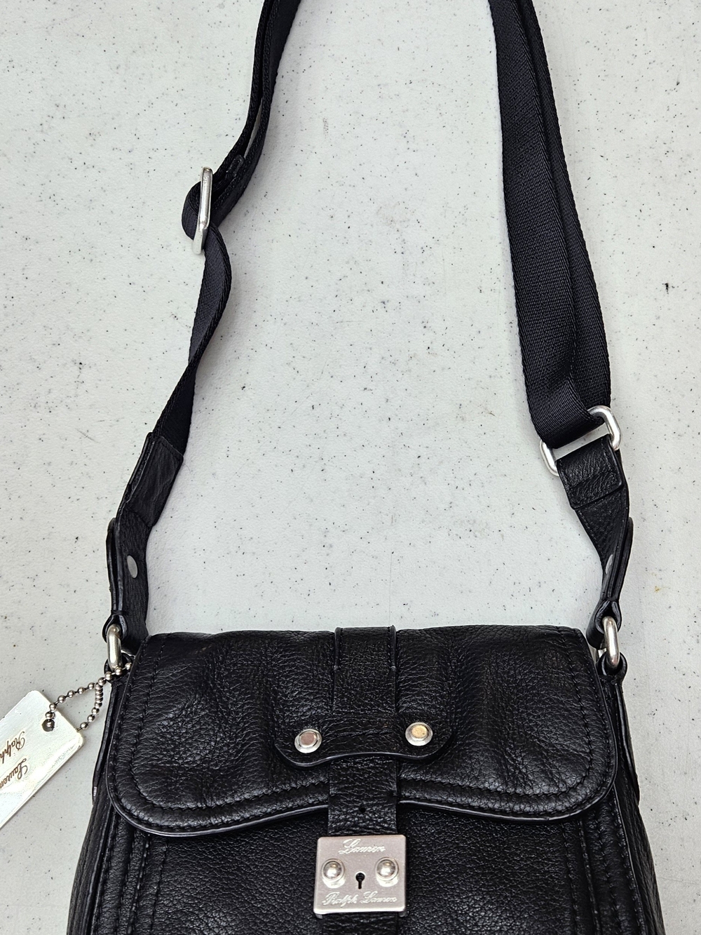 Vintage Lauren Ralph Lauren 1967 Series Small Black Leather Crossbody Bag